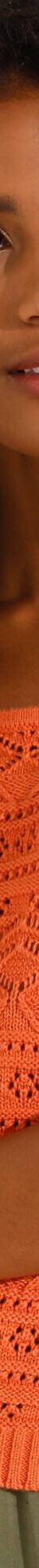 Pull col carré uni, maille ajourée (mandarine) Pull col carré uni, maille ajourée (mandarine)